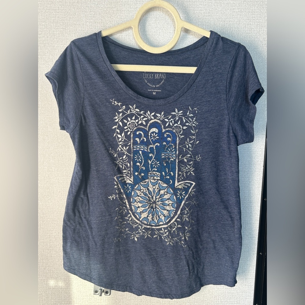 Lucky Brand Women's Navy Hamsa Tee